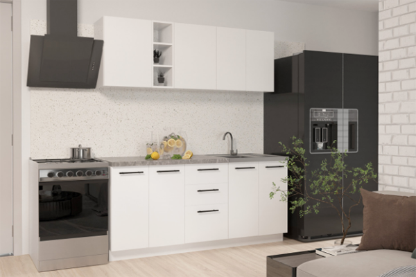 Модульна Кухня Збірна, Стиль Комфорт, довжина 2,0 м Біла зі стільницею, купити онлайн, замовити інтернет магазин