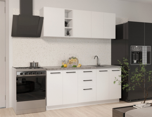 Зробити замовлення: Модульна Кухня Збірна, Стиль Комфорт, довжина 2,0 м Біла зі стільницею