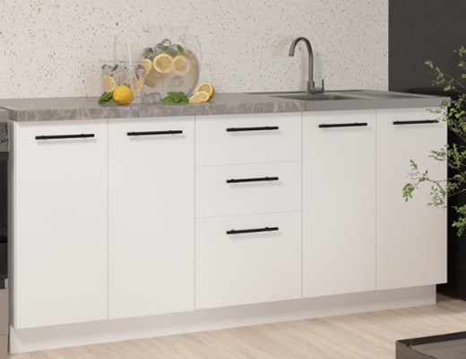 Інтернет Магазин Готові Кухні Ціна Знижка 20%: Модульна Кухня Збірна, Стиль Комфорт, довжина 2,0 м Біла зі стільницею