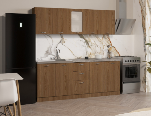 Зробити замовлення: Кухня Комфорт довжина 1,6 метри, колір Дуб темний гладкий із стільницею