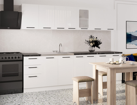 Зробити замовлення: Готова модульна кухня класична довжина 2,6 м, біла корпус зі стільницею