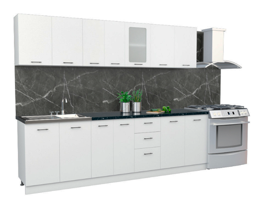 Магазин Склад Купити Онлайн: Готова модульна кухня класична довжина 2,6 м, біла корпус зі стільницею