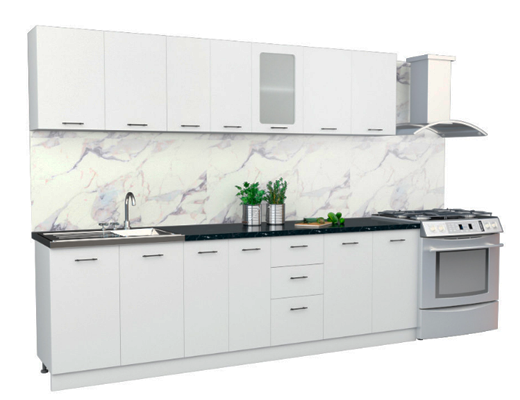 Інтернет Магазин Готові Кухні Ціна Знижка 20%: Готова модульна кухня класична довжина 2,6 м, біла корпус зі стільницею