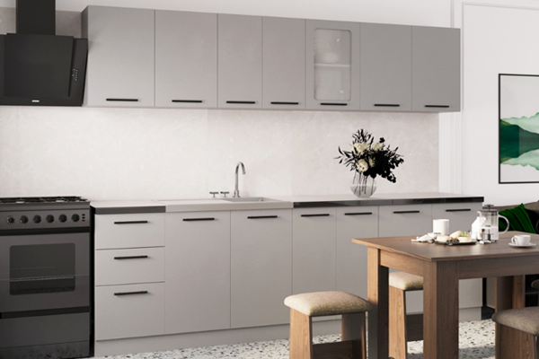 Кухня модульна, довжина 2,6 метри, сіра купити онлайн замовити інтернет магазин