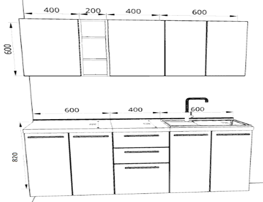 Купити онлайн: Кухня пряма модульна, 1,6 м, колір Дуб темний / білий, стільниця у комплекті