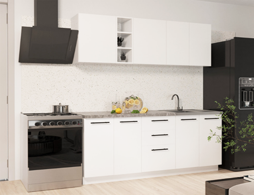 Зробити замовлення: Кухня пряма збірна модульна, довжина 1,6 метри, колір - Білий зі стільницею