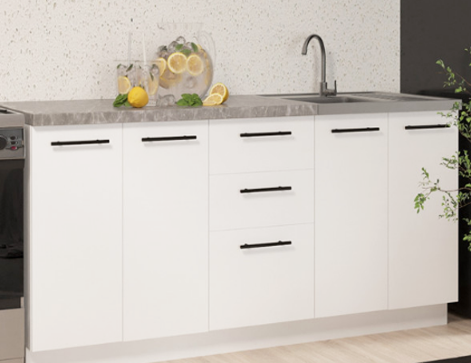 Інтернет Магазин Готові Кухні Ціна Знижка 20%: Кухня пряма збірна модульна, довжина 1,6 метри, колір - Білий зі стільницею