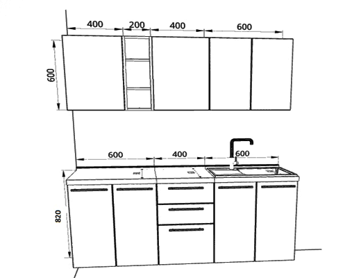 Купити онлайн: Кухня пряма збірна модульна, довжина 1,6 метри, колір - Білий зі стільницею