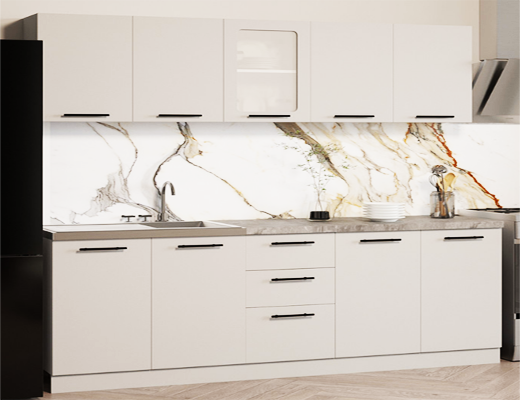 Зробити замовлення: Кухня пряма модульна збірна, довжина 1,6 метри, колір - Сірий гладкий із стільницею