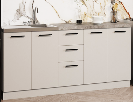 Інтернет Магазин Готові Кухні Ціна Знижка 20%: Кухня пряма модульна збірна, довжина 1,6 метри, колір - Сірий гладкий із стільницею