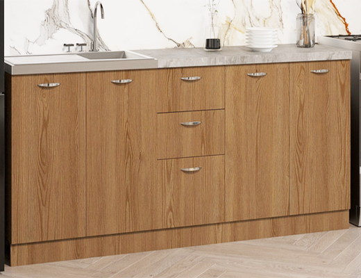 Інтернет Магазин Готові Кухні Ціна Знижка 20%: Кухня пряма модульний набір 2,0 м колір - Дуб Родос темний гладкий із стільницею