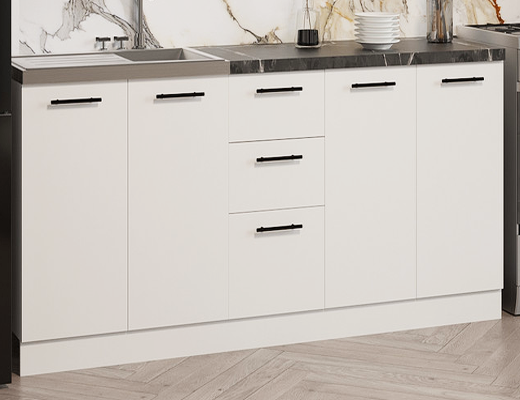 Інтернет Магазин Готові Кухні Ціна Знижка 20%: Кухня модульна біла довжина 2,0 метри, стільниця гладка, серія - Платиновий чорний