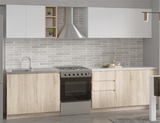 Магазин Склад Купити Онлайн: Кухня модульна недорого, 2,0 метри зі стільницею без ручок, колір Дуб Сонома - Білий