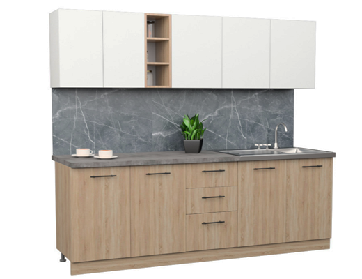 Зробити замовлення: Кухня пряма модульна, довжина 2,0 м, колір Дуб Сонома / Білий зі стільницею