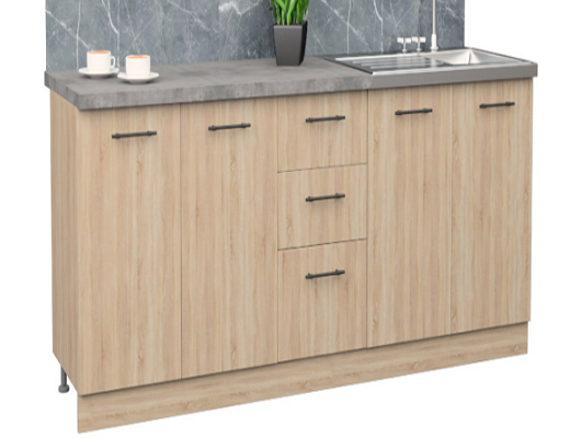 Інтернет Магазин Готові Кухні Ціна Знижка 20%: Кухня пряма модульна, довжина 2,0 м, колір Дуб Сонома / Білий зі стільницею