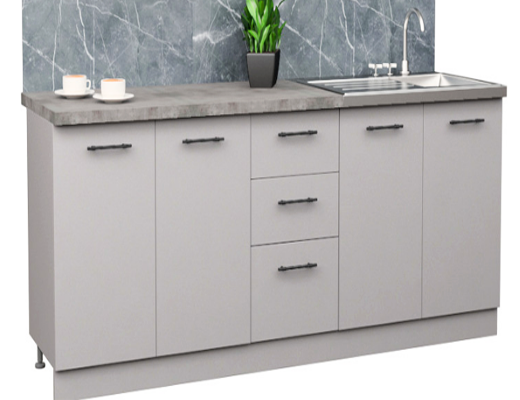 Інтернет Магазин Готові Кухні Ціна Знижка 20%: Кухня пряма, Комфорт, довжина 2,0 метри сіро-біла зі стільницею