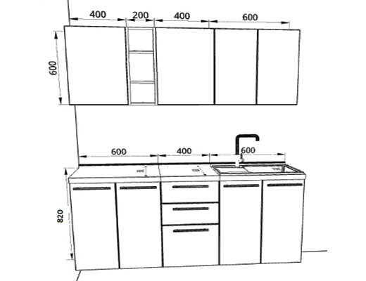 Купити онлайн: Кухня пряма, модульна, Комфорт, довжина 1.6 метри Сіро-Біла зі стільницею