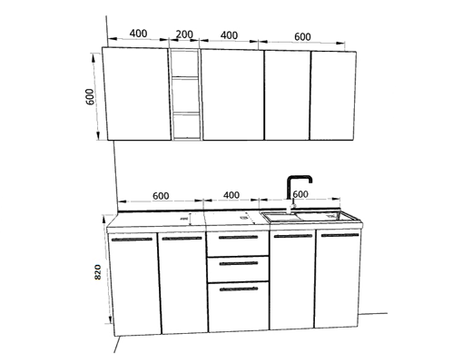 Купити онлайн: Кухня пряма, модульна, довжина 1,6 метри, колір Дуб Сонома-Білий зі стільницею