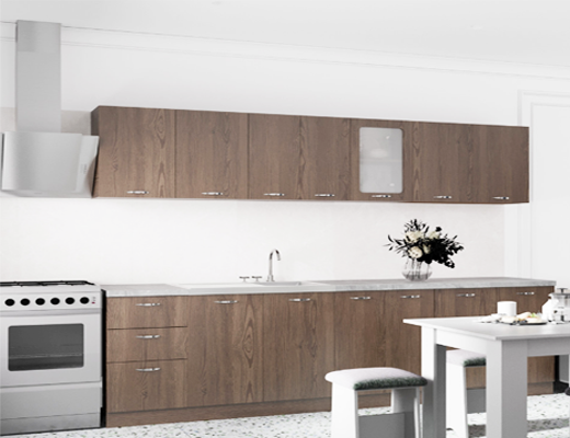 Зробити замовлення: Кухня пряма модульна, 2,6 метри, колір Дуб Родос темний зі стільницею