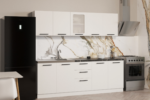 Модульна кухня класична біла пряма купити онлайн замовити в інтернет магазині