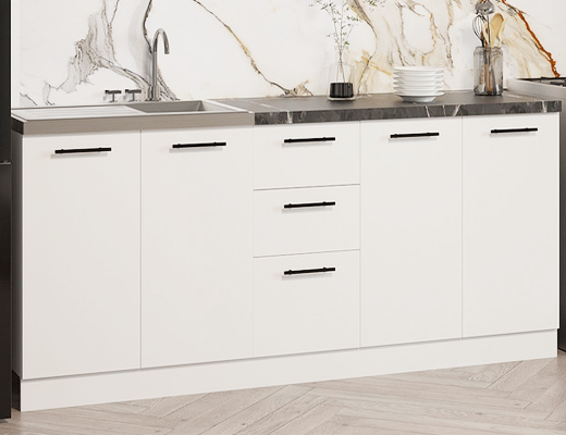 Інтернет Магазин Готові Кухні Ціна Знижка 20%: Кухня класична, пряма модульна, довжина 1,6 метри, колір Білий із стільницею