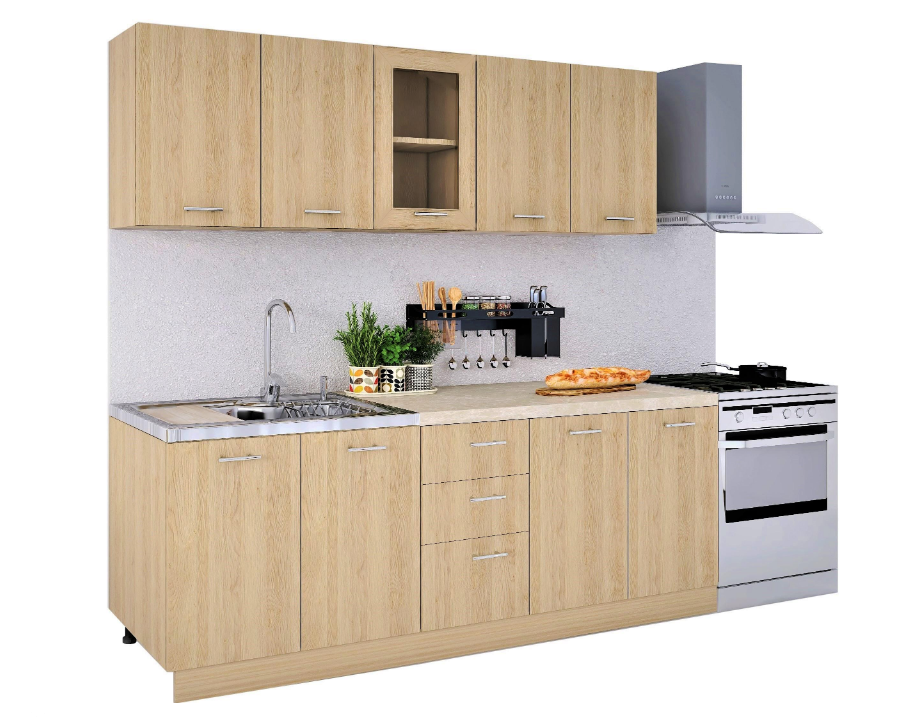 Магазин Склад Купити Онлайн: Кухня класична пряма, довжина 2,0 метри, колір Дуб Сонома із стільницею
